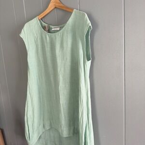 Bryn Walker mint linen tunic dress XS/Small lagenlook Euro summer lagom USA made
